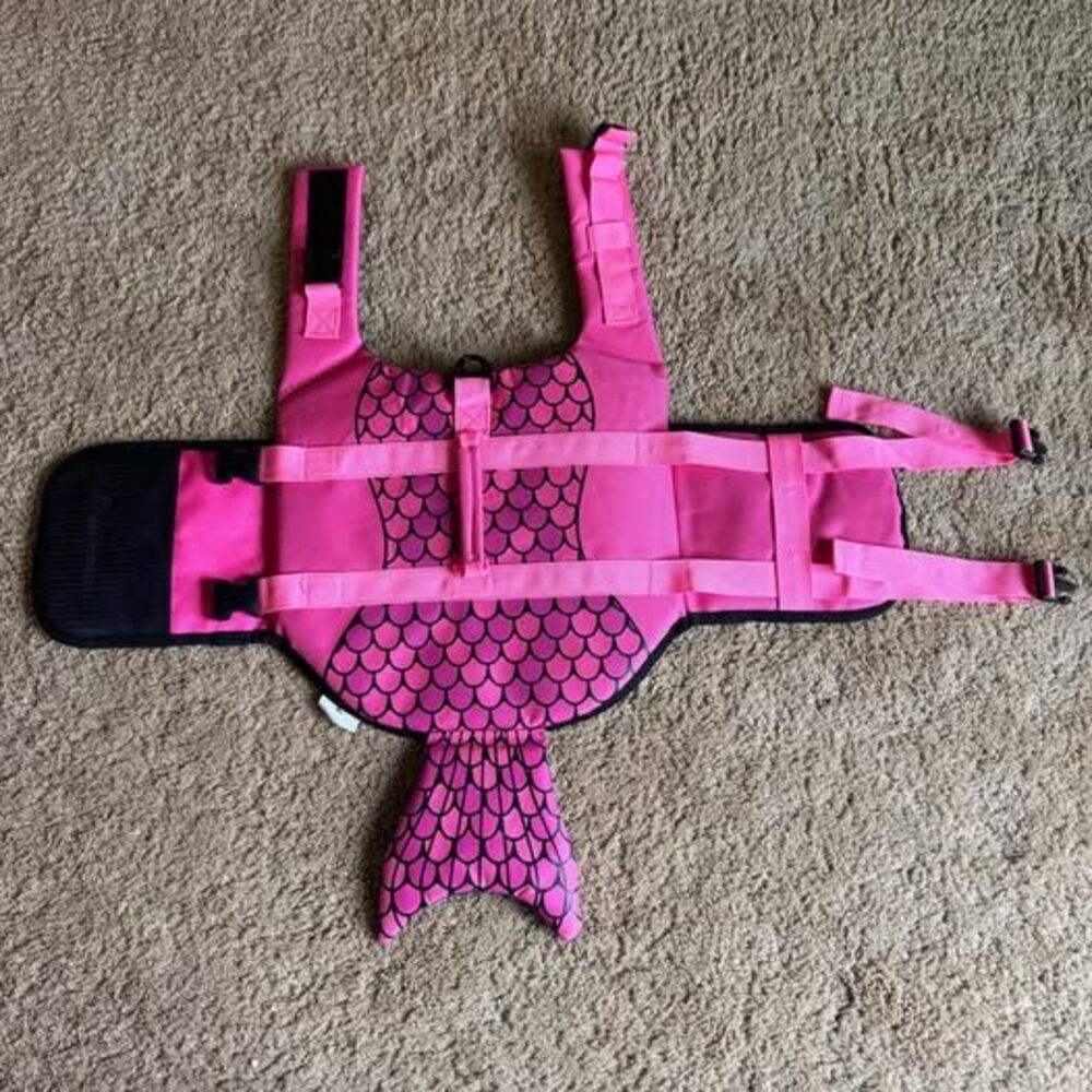 Pink Mermaid Dog Life Jacket Swim Vest NWOT Size Large PVC Adjustable
